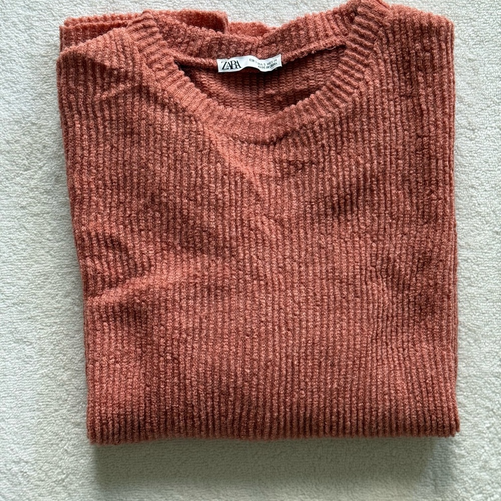 Zara Terracotta Ribbed Sweater